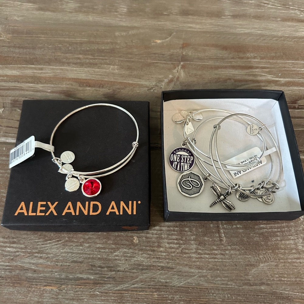 Alex and Ani Silver Charm Bracelets - 4 TOTAL